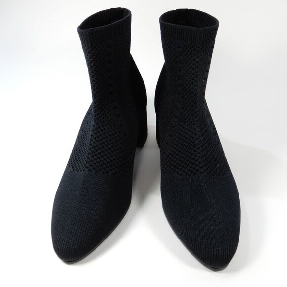 EILEEN FISHER Honey Stretch Knit Socks Booties Size 5 Black Block Heel NEW $235 - Picture 4 of 11